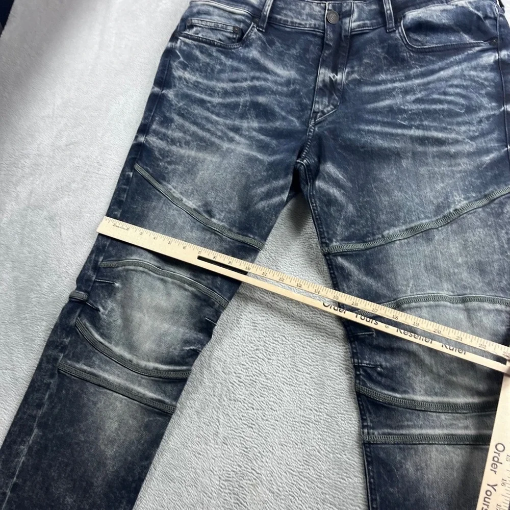 True Religion Geno‎ Relaxed Slim Moto Jeans Acid Wash Blue Mens 38 Stretch Denim